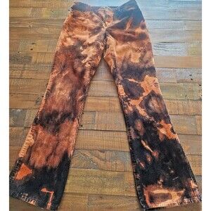 RALPH Ralph Lauren VINTAGE Corduroy PANTS Size 4 WOMEN Tie-Dye GREEN TARTAN TAG